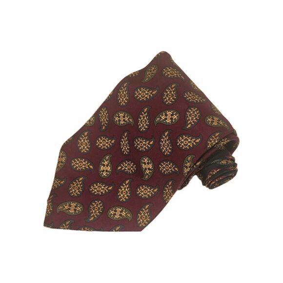 Tommy Hilfiger Burgundy Paisley Silk Neck Tie 60x4 - Picture 1 of 4